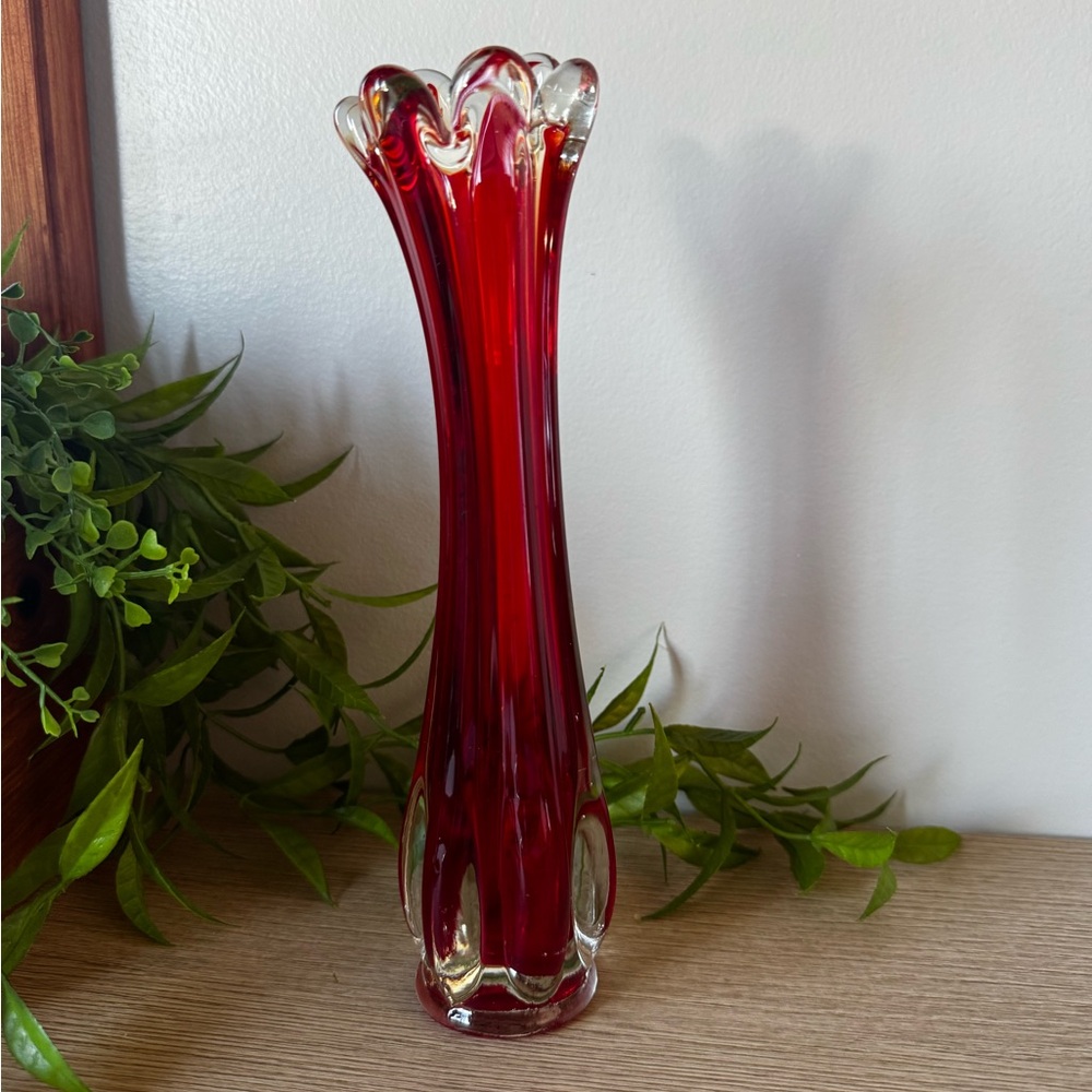 Elegant Red Glass Vase